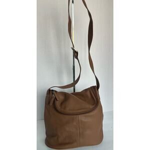 MAXX New York Leather Brown Crossbody Shoulder Bag Purse‎